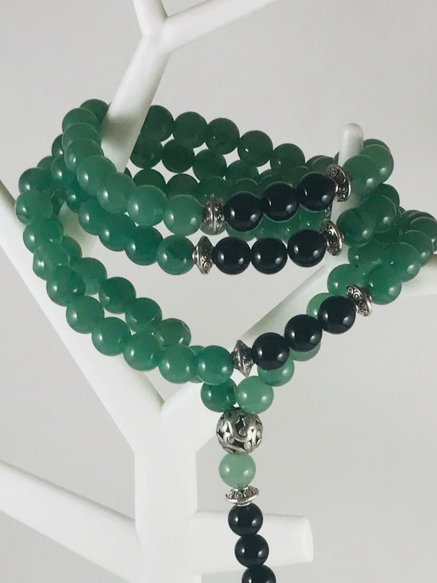 Green Aventurine , Black buy Onyx, Freshwater Pearl & Kambaba Jasper Beaded Necklace and Earrings Set / Sterling Silver / Beaded Stone Set /