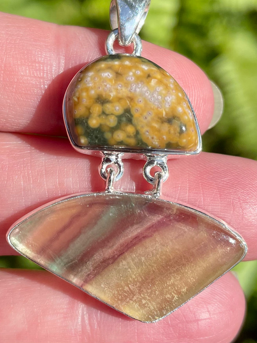 Large Ocean Jasper + Green tourmaline orders Sterling Silver Necklace