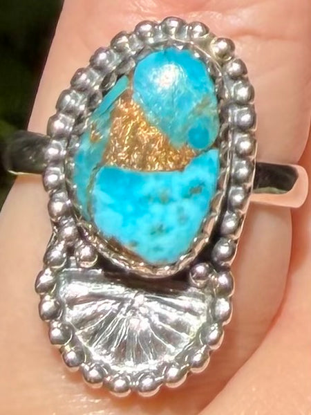 Blue Copper Turquoise Ring Size 6