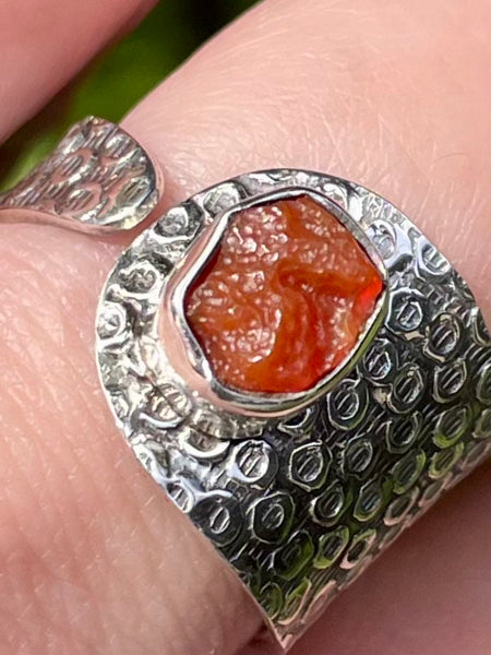 Mexican Fire Opal Ring Size 8 Adjustable - Morganna’s Treasures 