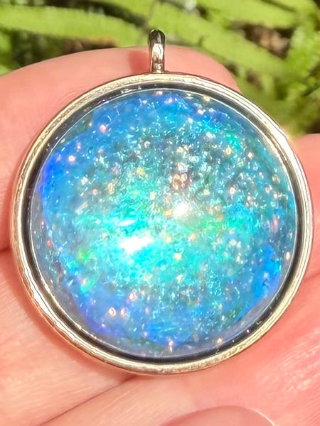 "Galaxy" Azurite, Aquamarine, Selenite, Moonstone and Aluminum Orgonite Pendant