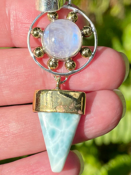 Rainbow Moonstone and Larimar Pendant - Morganna’s Treasures 