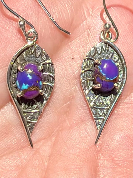 Purple with Blue Copper Turquoise Earrings