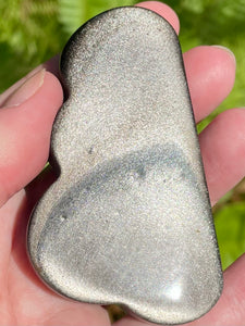 Silver Sheen Obsidian Cloud Palm Stone - Morganna’s Treasures 