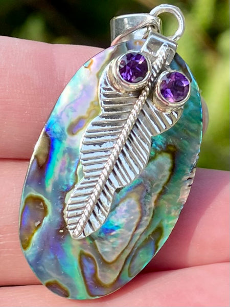 Mermaids Dream Abalone Shell and Amethyst Pendant - Morganna’s Treasures