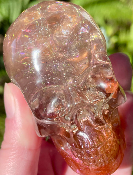 “Visionary” Large Garnet, Rose Quartz, Red Jasper, Clear Quartz & Copper Orgonite Skull