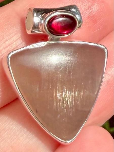 Black Sunstone and Garnet Pendant - Morganna’s Treasures