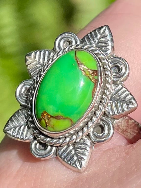 Green Copper Turquoise Leaves Ring Size 8 - Morganna’s Treasures 