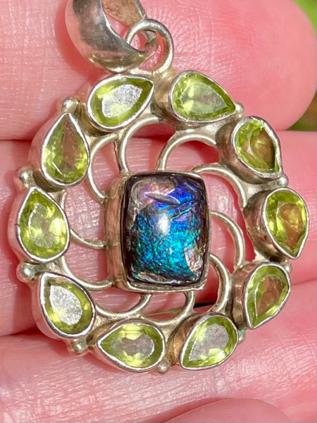 Stunning Ammolite and Peridot Pendant - Morganna’s Treasures