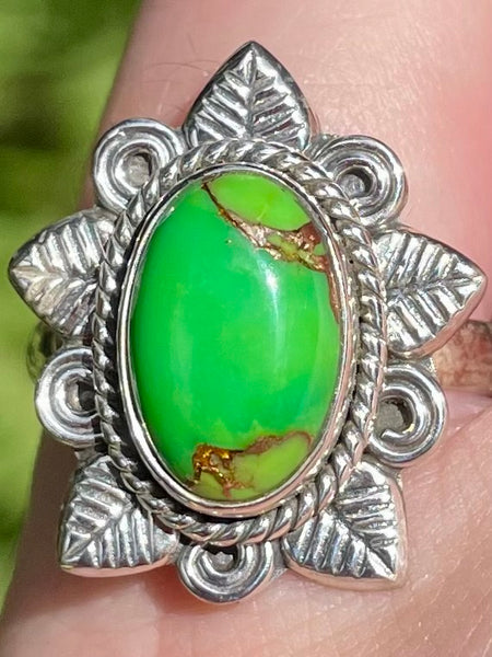 Green Copper Turquoise Leaves Ring Size 8 - Morganna’s Treasures 