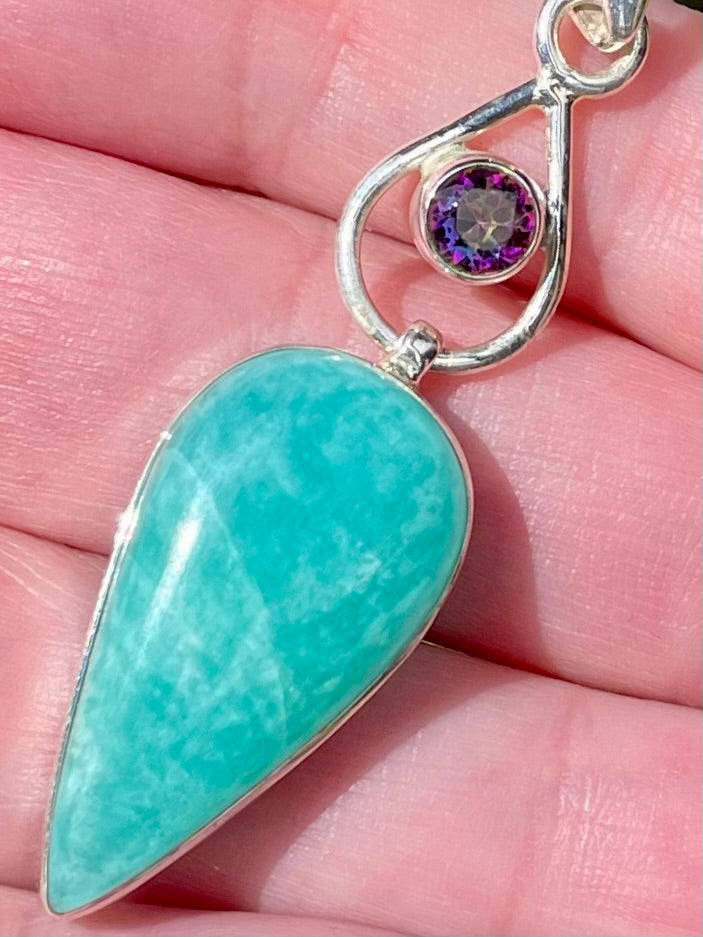 Peruvian Amazonite and Mystic Topaz Pendant - Morganna’s Treasures 