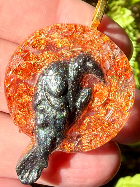 Crow Copper Resin Pendant