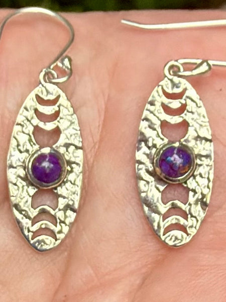 Purple Copper Turquoise Moon Phase Earrings