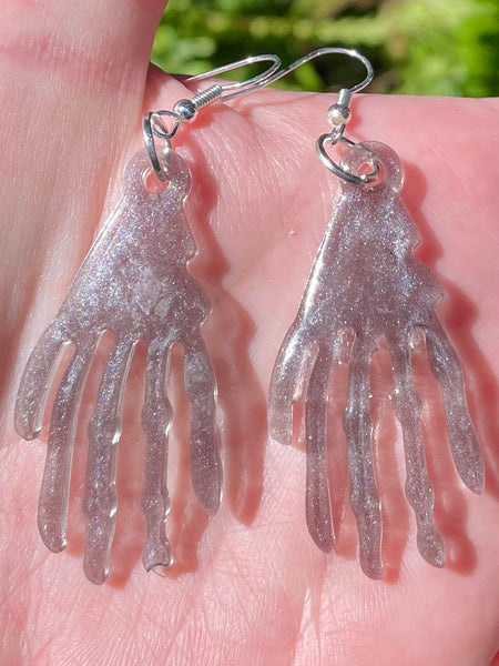 Skeleton Hands Resin Earrings - Morganna’s Treasures