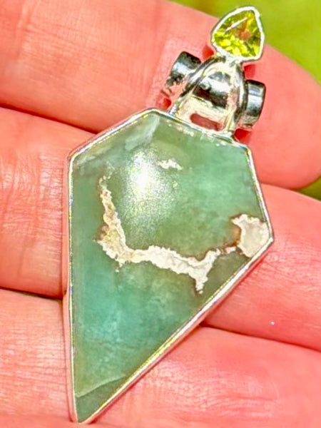 Aqua Chrysoprase and Peridot Pendant