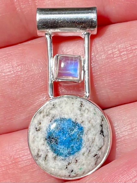 K2 Azurite and Rainbow Moonstone Pendant - Morganna’s Treasures