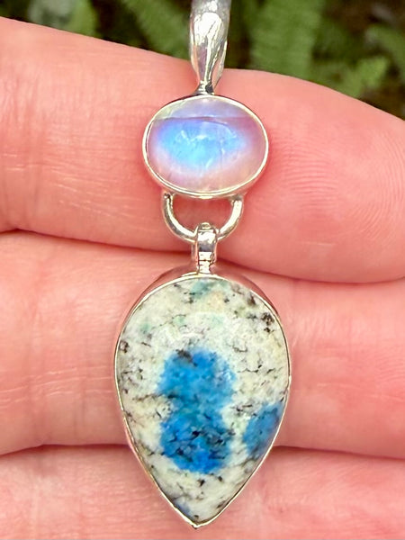 K2 Azurite and Rainbow Moonstone Pendant - Morganna’s Treasures