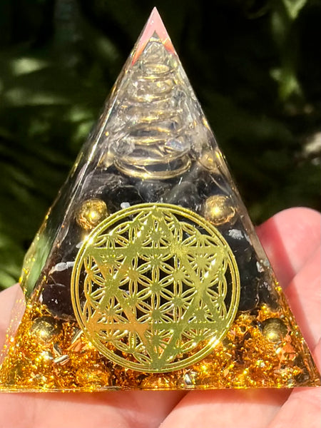 Small Black Tourmaline Orgonite Crystal Pyramid