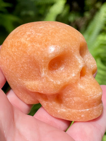 Carved Orange Calcite Skull - Morganna’s Treasures 