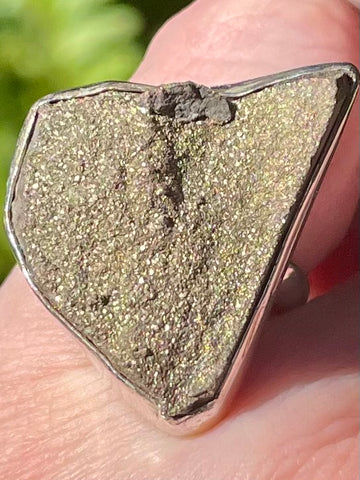 Rainbow Pyrite Druzy Ring Size 6 - Morganna’s Treasures