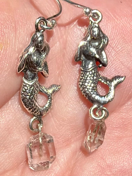 Mermaid Herkimer Diamond Earrings