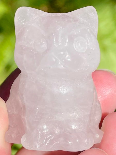 Rose Quartz Carved Cat - Morganna’s Treasures 