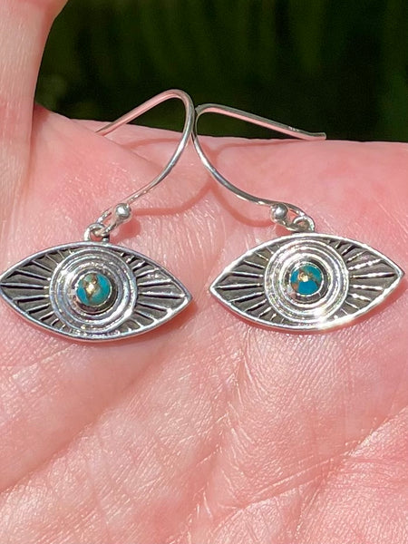 Evil Eye Blue Copper Turquoise Earrings - Morganna’s Treasures 