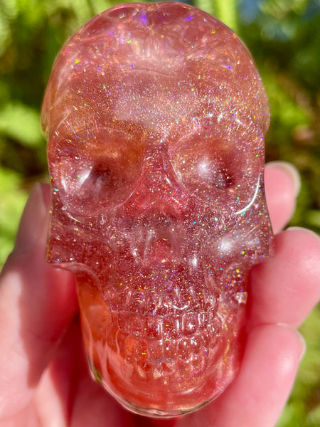 “Nymph” Large Garnet, Rose Quartz, Strawberry Quartz, Opalite, Clear Quartz & Copper Orgonite Skull (Copy) - Morganna’s Treasures