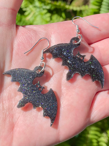 Bat Sparkle Resin Earrings - Morganna’s Treasures