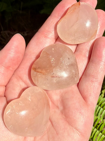 Hematoid Quartz Heart Palm Stone - Morganna’s Treasures