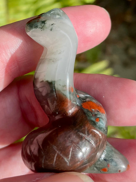 Carved Dragon Bloodstone Cobra - Morganna’s Treasures 