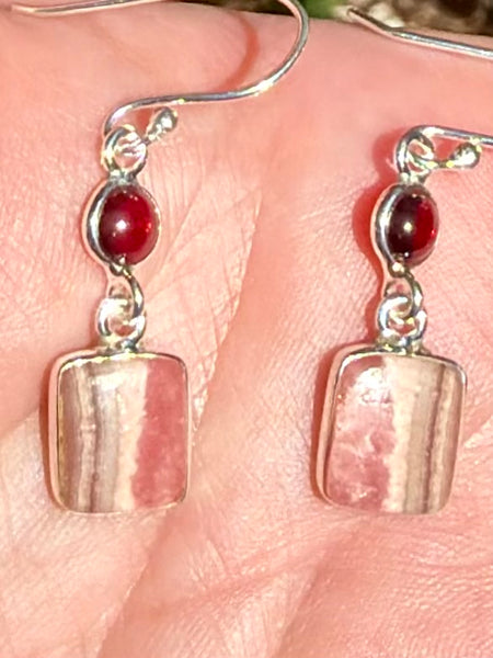 Rhodochrosite and Garnet Earrings