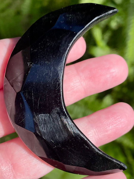 Hand Carved Black Obsidian Crescent Moon - Morganna’s Treasures