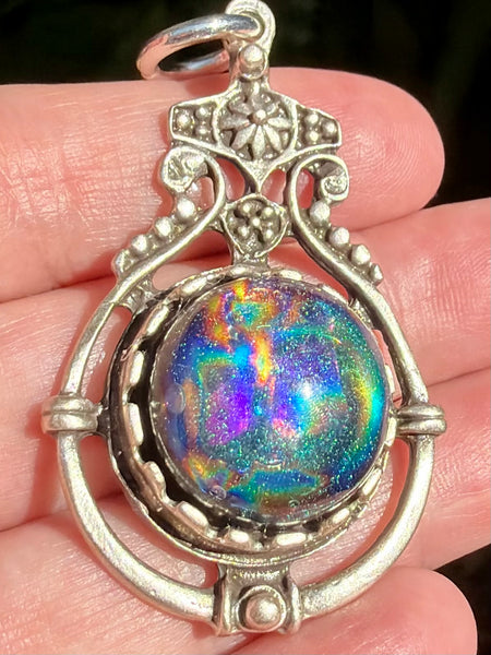 "Guardian's Shield" Thulite, Obsidian, Smoky Quartz, Black Tourmaline, Selenite, Aluminum & Quartz Orgonite Pendant
