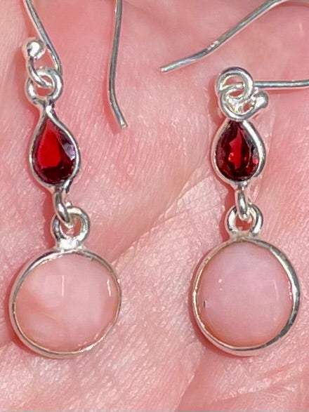 Peruvian Pink Opal and Garnet Earrings - Morganna’s Treasures 