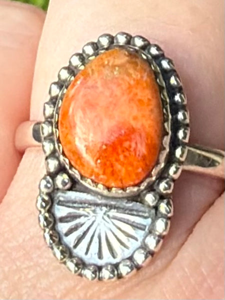 Orange Coral Ring Size 8.5 - Morganna’s Treasures