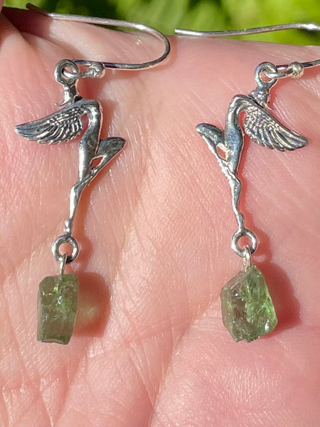 Rough Green Apatite Fairy Earrings