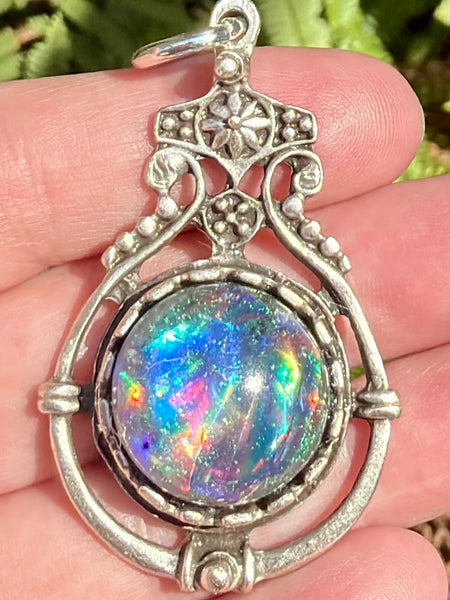 "Celestial" Blue Apatite, Peruvian Chrysocolla, Azurite, Jet, Moonstone, Selenite, Clear Quartz and Aluminum Orgonite Pendant - Morganna’s Treasures