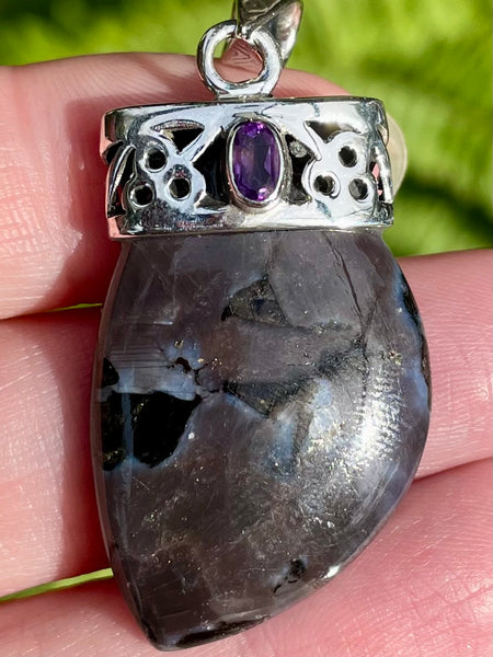 Indigo Gabbro and Amethyst Pendant - Morganna’s Treasures 