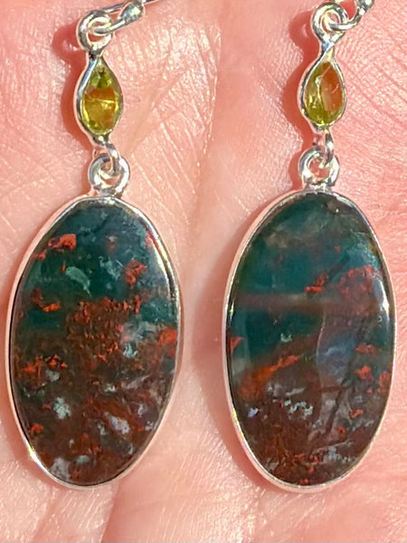 Bloodstone and Peridot Earrings - Morganna’s Treasures