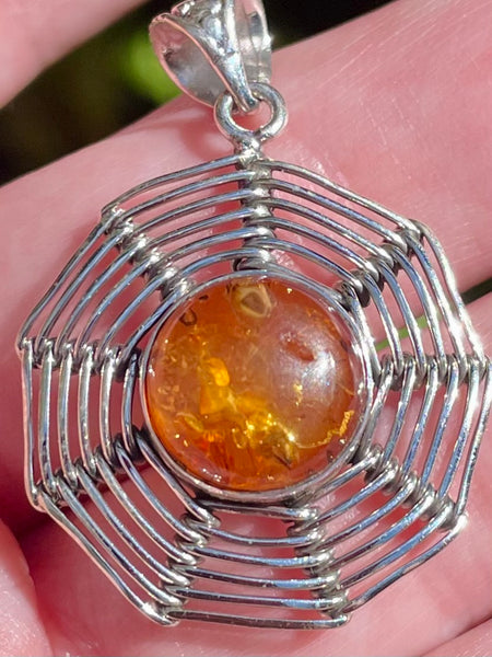 Baltic Amber Spiderweb Pendant - Morganna’s Treasures