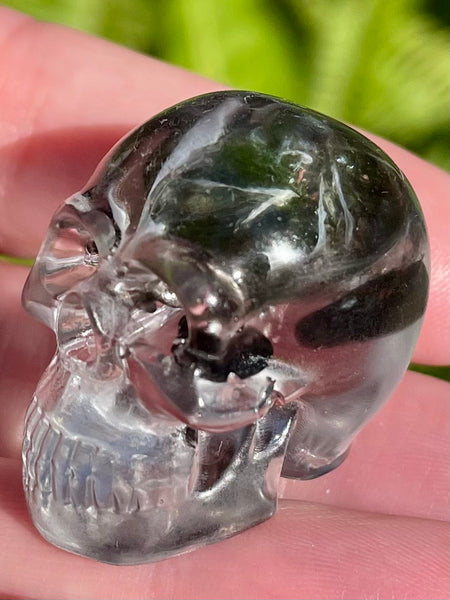 Small Black Tourmaline, Clear Quartz & Aluminum Orgonite Skull - Morganna’s Treasures 