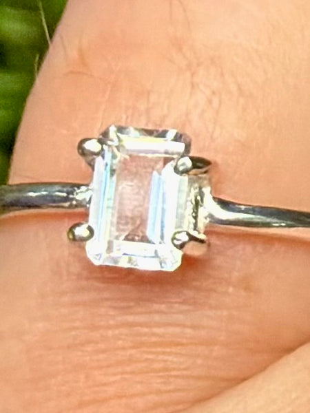 Faceted Clear Quartz Ring Size 7