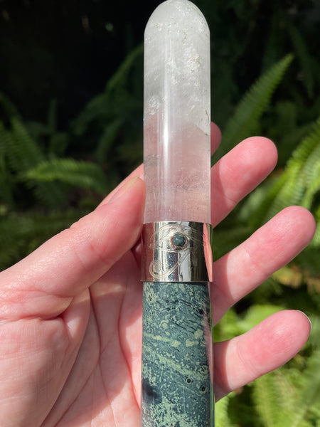 Kambaba Jasper and Clear Quartz Eye of Ra Crystal Massage Wand - Morganna’s Treasures