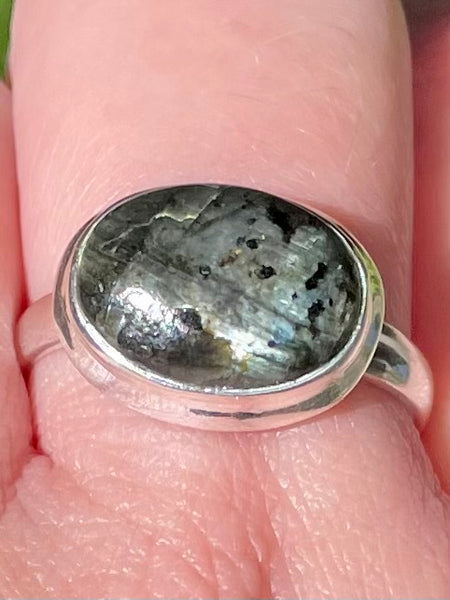 Larvikite (Black Moonstone) Ring Size 10 - Morganna’s Treasures