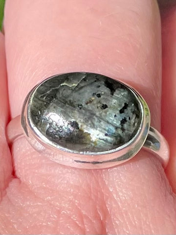 Larvikite (Black Moonstone) Ring Size 10 - Morganna’s Treasures