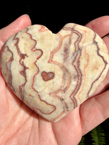 Large Red Calcite Carved Heart with heart
