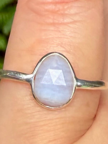 Faceted Blue Lace Agate Ring Size 7