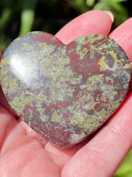 Dragon Bloodstone Heart Palm Stone - Morganna’s Treasures