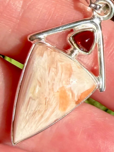 Orange Scolecite and Garnet Pendant - Morganna’s Treasures